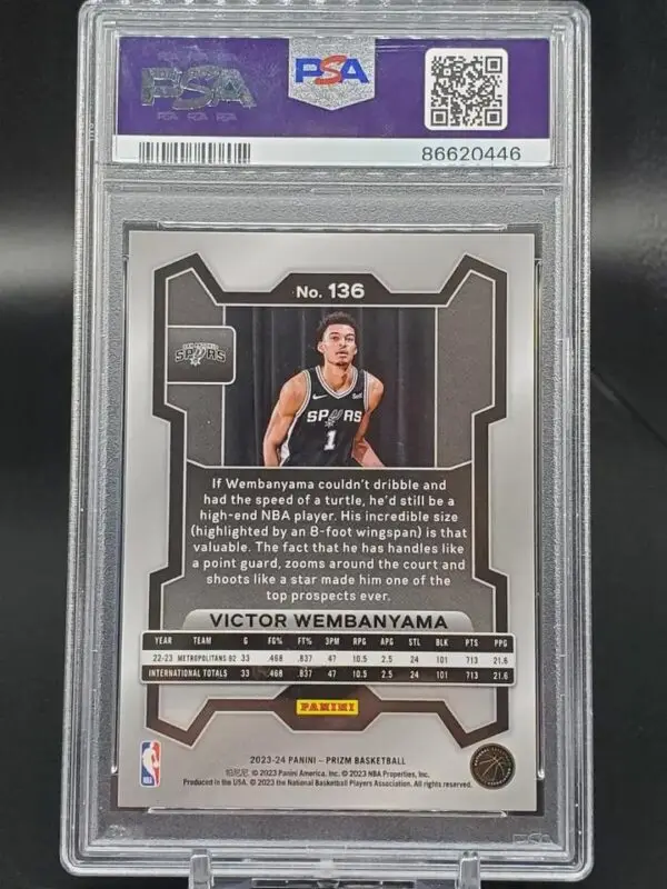 Victor Wembanyama 2023-24 Panini Prizm Rookie RC San Antonio Spurs 136 PSA 10 - Image 2