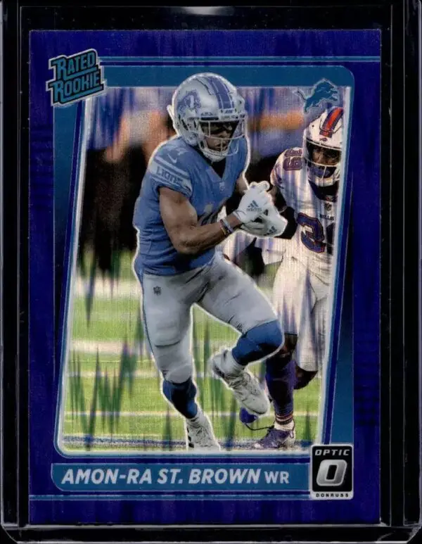 Amon-Ra St. Brown 2021 Donruss Optic Purple Shock Rookie Detroit Lions 228