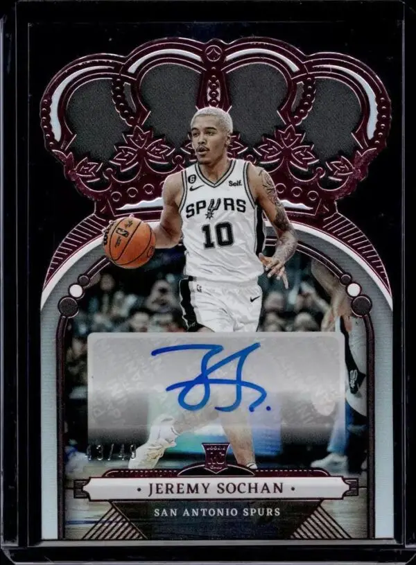 Jeremy Sochan 2022-23 Panini Crown Royale Pink Auto /49 San Antonio Spurs RCA-JMS