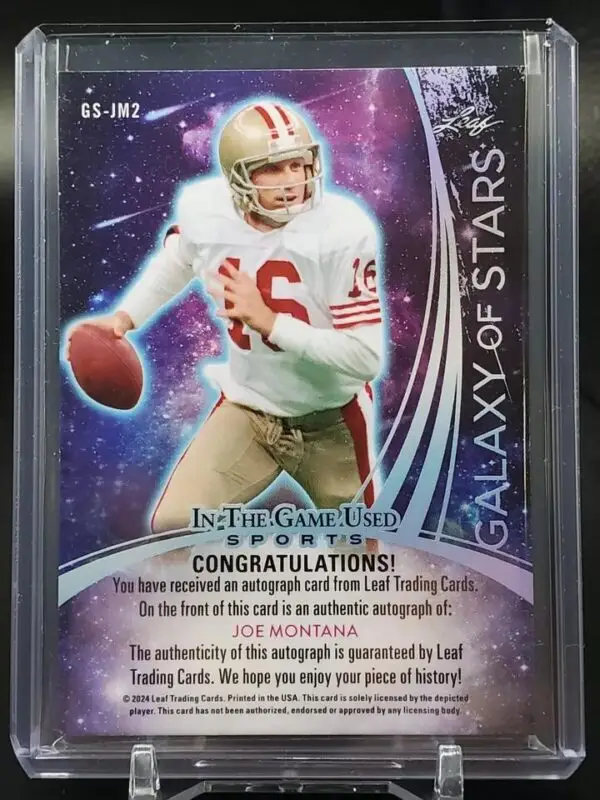 Joe Montana 2024 Leaf In The Game Used Galaxy of Stars Auto /16 San Francisco 49ers GS-JM2 - Image 2