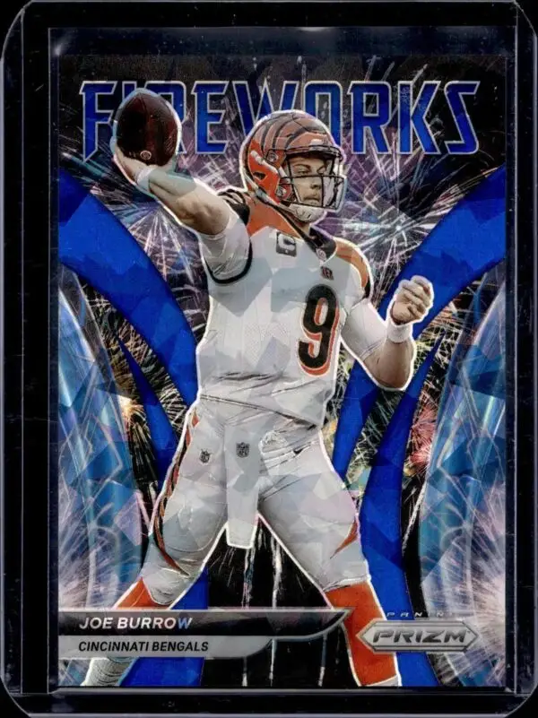 Joe Burrow 2021 Panini Prizm Fireworks Blue Ice /99 Cincinnati Bengals F-20