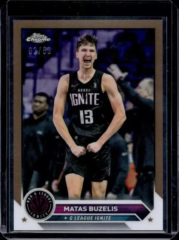 Matas Buzelis 2023-24 Topps G-League Chrome Gold /50 NBA G League Ignite 25