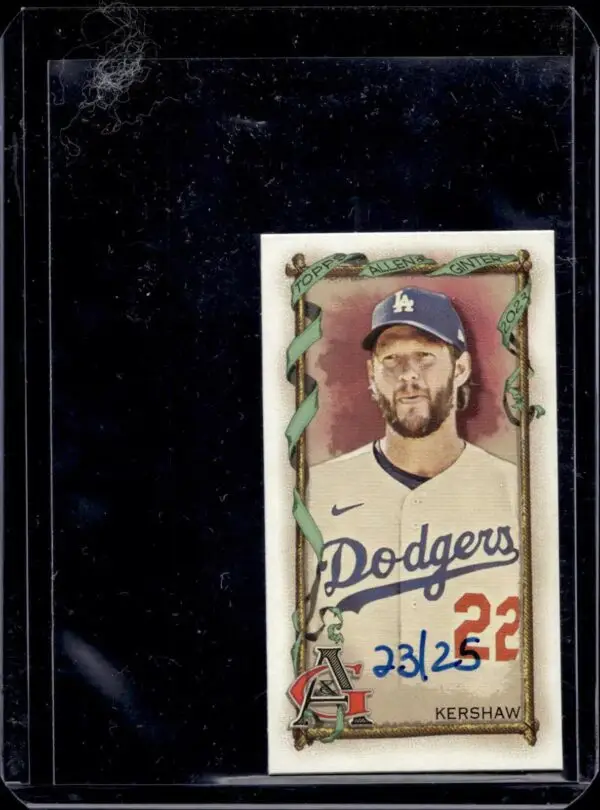 Clayton Kershaw 2023 Topps Allen & Ginter Mini Brooklyn Back /25 Los Angeles Dodgers 91