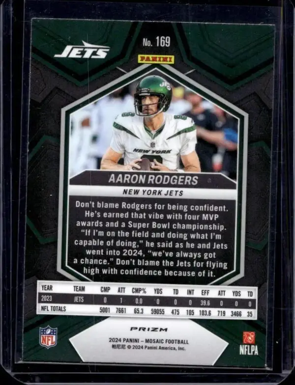 Aaron Rodgers 2024 Panini Mosaic Honeycomb SSP New York Jets 169 - Image 2