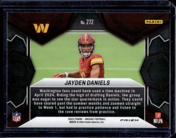 Jayden Daniels 2024 Panini Mosaic Silver Debut RC Washington Commanders 272 - Image 2