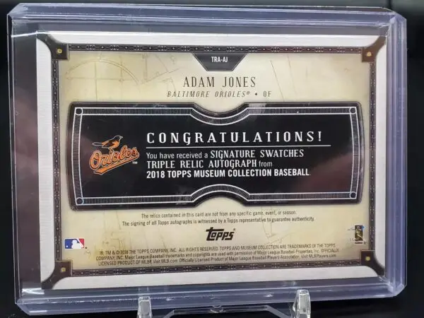 Adam Jones 2018 Topps Museum Relic Auto /25 Baltimore Orioles TRA-AJ - Image 2