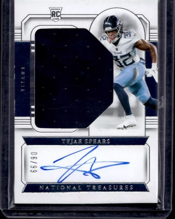 Tyjae Spears 2023 National Treasures RC Material Signatures /99 Tennessee Titans 33