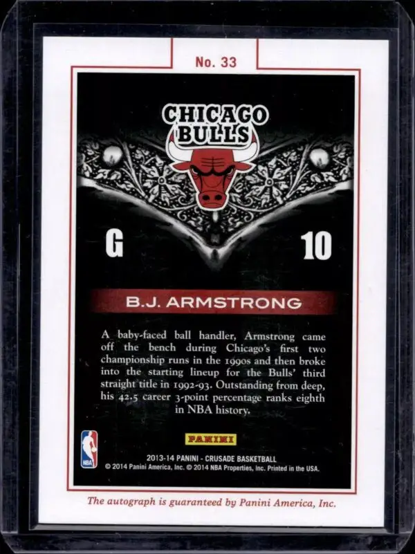 B.J. Armstrong 2013-14 Panini Crusade Majestic Marks Auto /199 Chicago Bulls 33 - Image 2