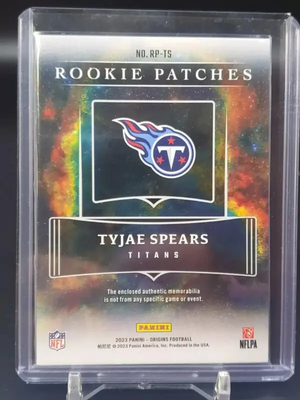 Tyjae Spears 2023 Panini Origins Green Rookie Patches /5 Tennessee Titans RP-TS - Image 2