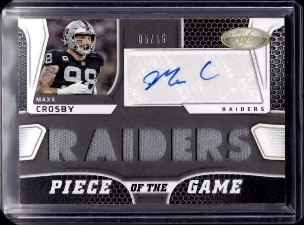 Maxx Crosby 2022 Panini Certified Piece of the Game Auto /15 Las Vegas Raiders PGS-MCR