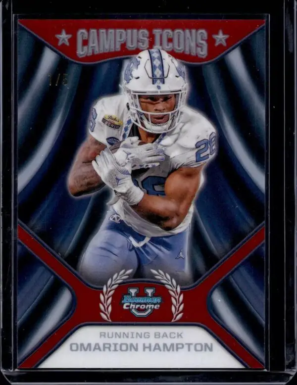 Omarion Hampton 2024 Bowman U Chrome Campus Icons Red /5 North Carolina Tar Heels CI-9