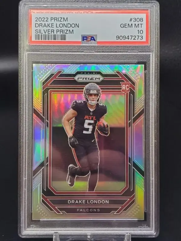 Drake London 2022 Panini Prizm Silver RC Atlanta Falcons 308 PSA 10