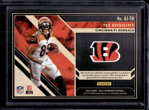 Tee Higgins 2020 Panini Gold Standard RC Relic Auto /99 Cincinnati Bengals AJ-TH - Image 2