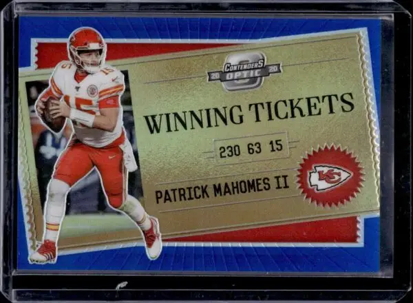 Patrick Mahomes II 2020 Panini Contenders Optic Winning Tickets Blue /99 Kansas City Chiefs