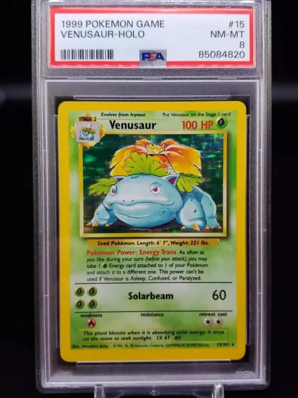 Venusaur Holo Pokemon Base Set 15/102 PSA 8