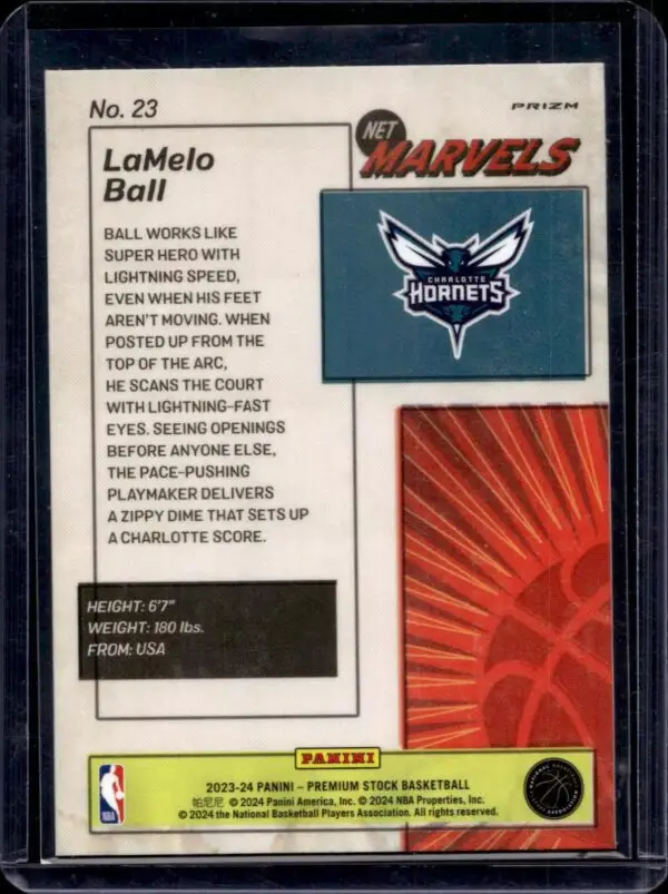 LaMelo Ball 2023-24 Premium Stock Marvels Case Hit SSP Charlotte Hornets 23 - Image 2