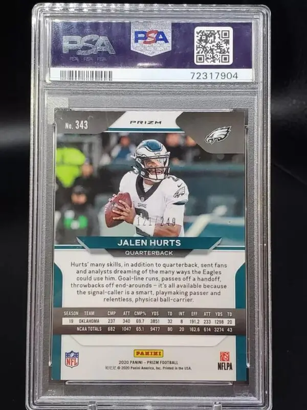 Jalen Hurts 2020 Panini Prizm Orange RC /249 Philadelphia Eagles 343 PSA 9 - Image 2