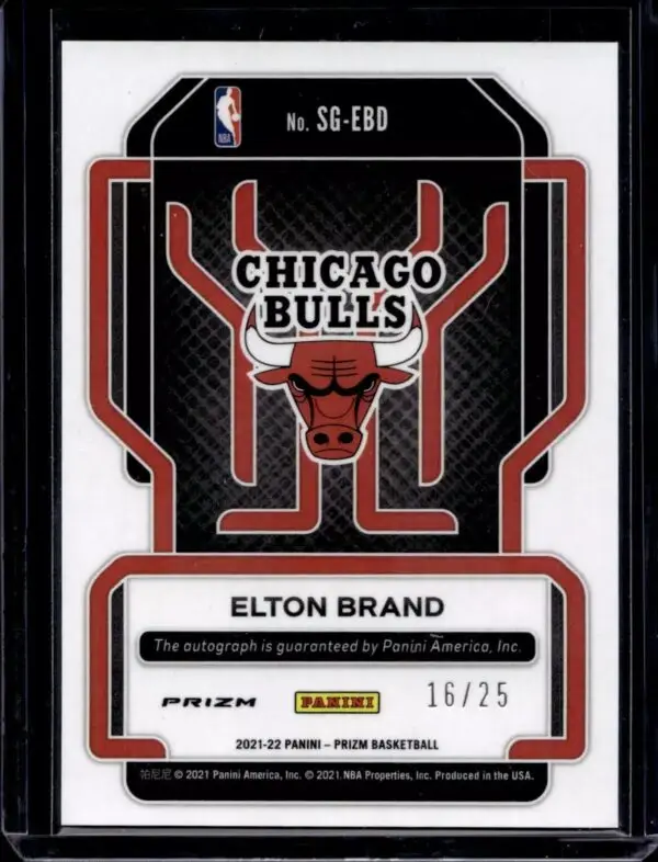 Elton Brand 2021-22 Panini Prizm Mojo Auto /25 Chicago Bulls SG-EBD - Image 2