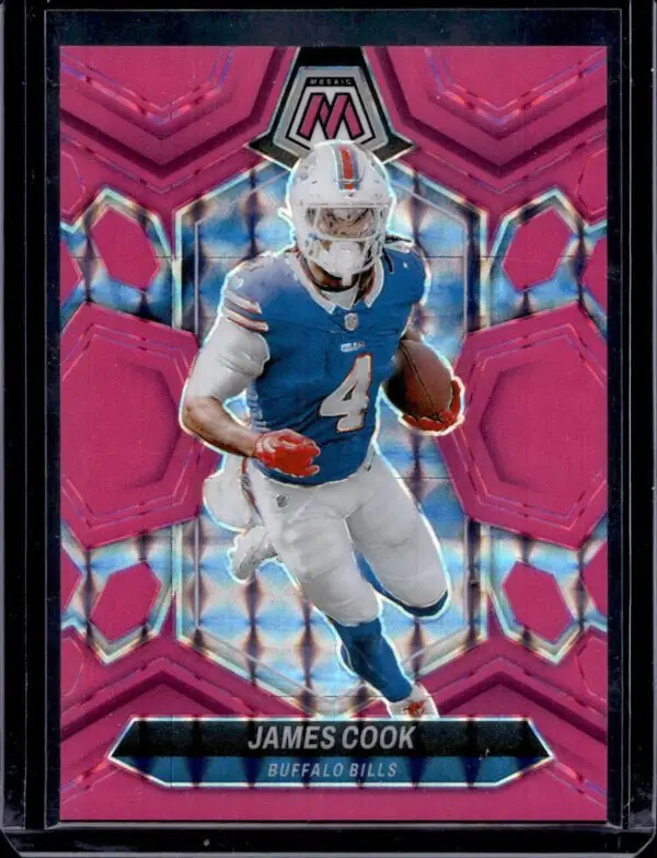 James Cook 2024 Panini Mosaic Mosaic Pink Fluorescent /10 Buffalo Bills 23