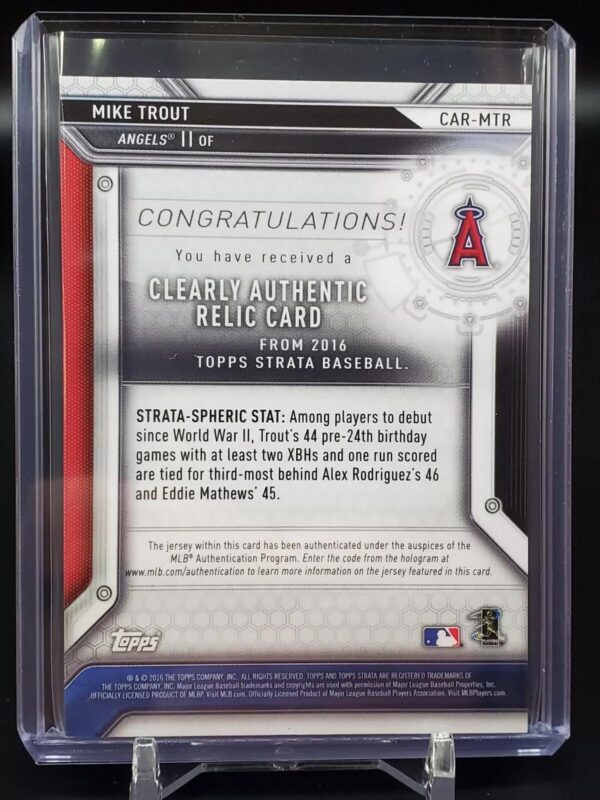 Mike Trout 2016 Topps Strata Relic /75 Los Angeles Angels CAR-MTR - Image 2