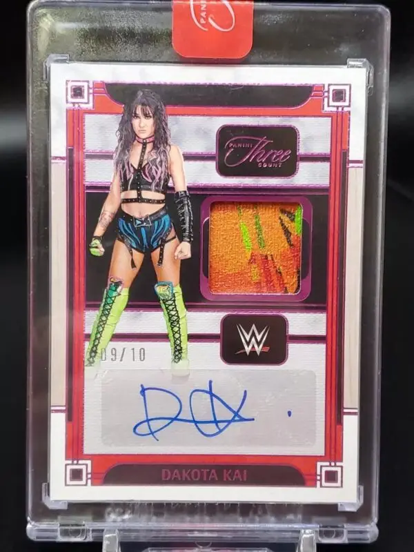 Dakota Kai 2024 Panini Three Count WWE Pink FOTL Patch Auto /10 Raw MA-DKI