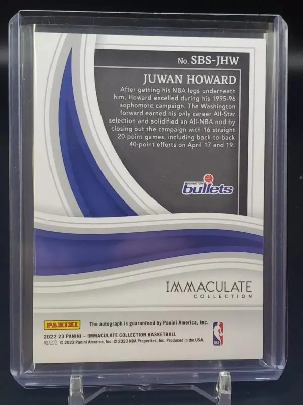 Juwan Howard 2022-23 Panini Immaculate Auto /99 Washington Bullets SBS-JHW - Image 2