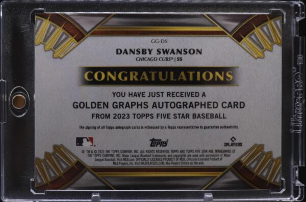 Dansby Swanson 2023 Topps Five Star Blue Golden Graphs Auto /20 Chicago Cubs GG-DS - Image 2