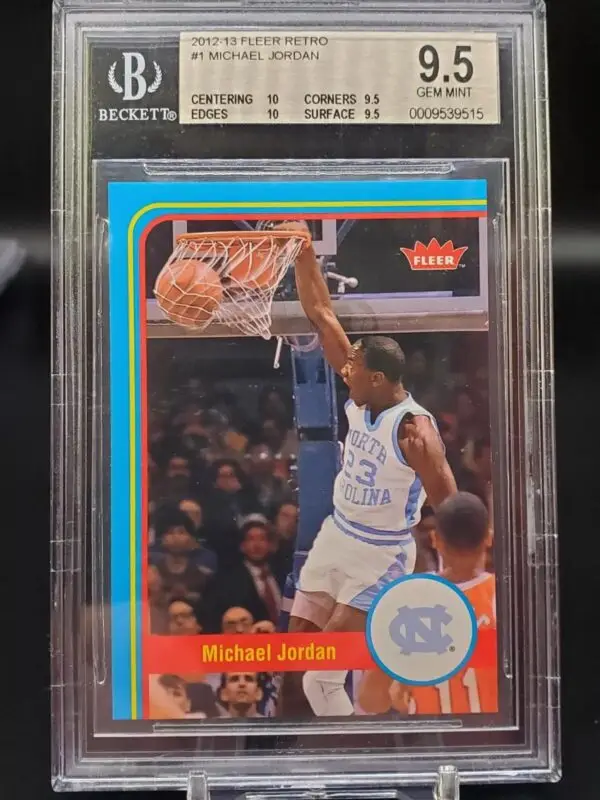 Michael Jordan 2012-13 Fleer Retro North Carolina Tar Heels 1 BGS 9.5