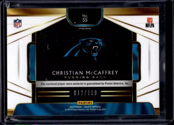 Christian McCaffrey 2018 Panini Select Relic /199 Carolina Panthers 55 - Image 2