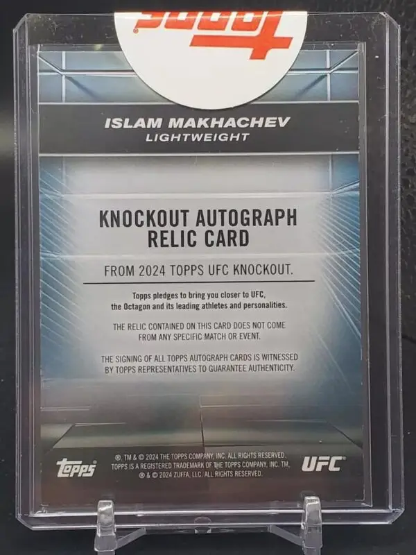 Islam Makhachev 2024 Topps Knockout UFC Relic Auto /199 Lightweight - Image 2