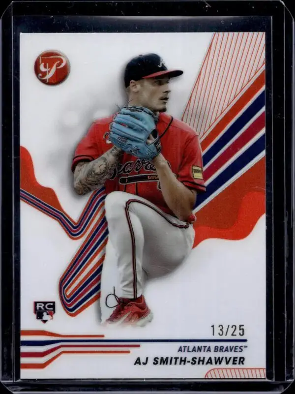 AJ Smith-Shawver 2024 Topps Pristine Orange Refractor /25 RC Atlanta Braves 4