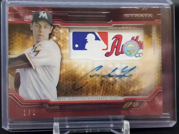 Christian Yelich 2015 Topps Strata 1/1 Laundry Tag Auto Miami Marlins CAAR-CY