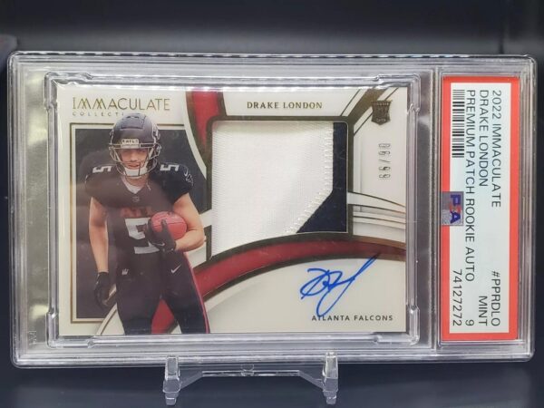 ***2022 Panini Immaculate Drake London Patch RC Auto /99 Falcons PPR-DLO PSA 9