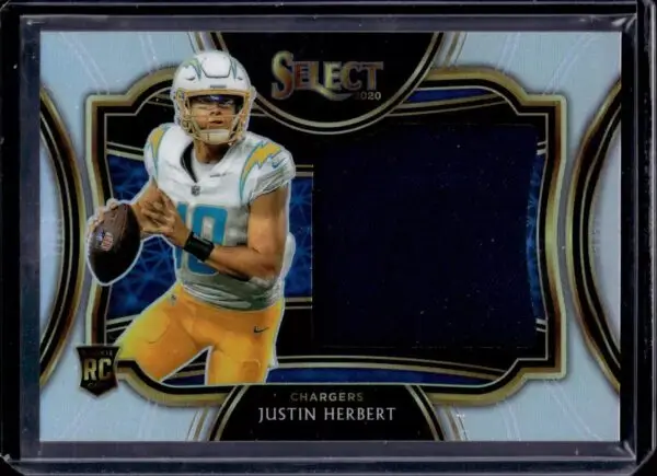 Justin Herbert 2020 Panini Select Jumbo Rookie Swatches /49 Los Angeles Chargers JS-JHE