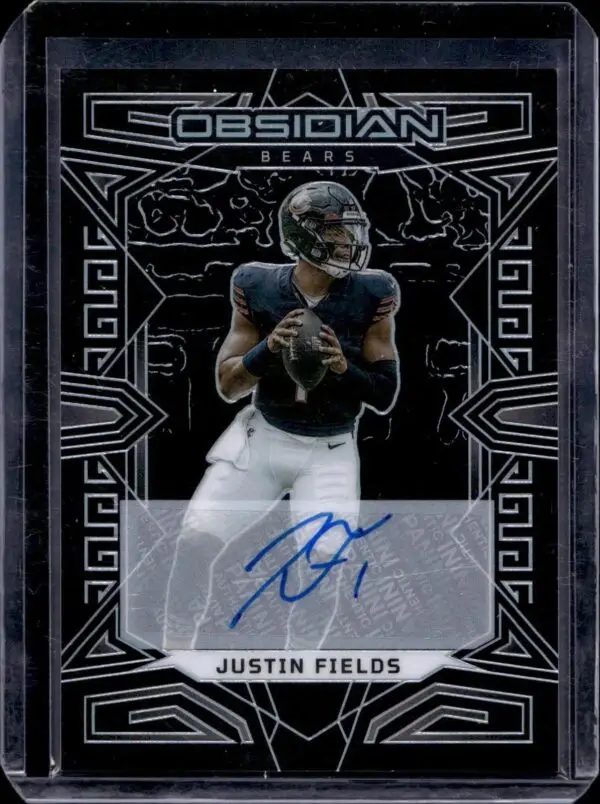 Justin Fields 2023 Panini Obsidian Signatures Auto Chicago Bears 18