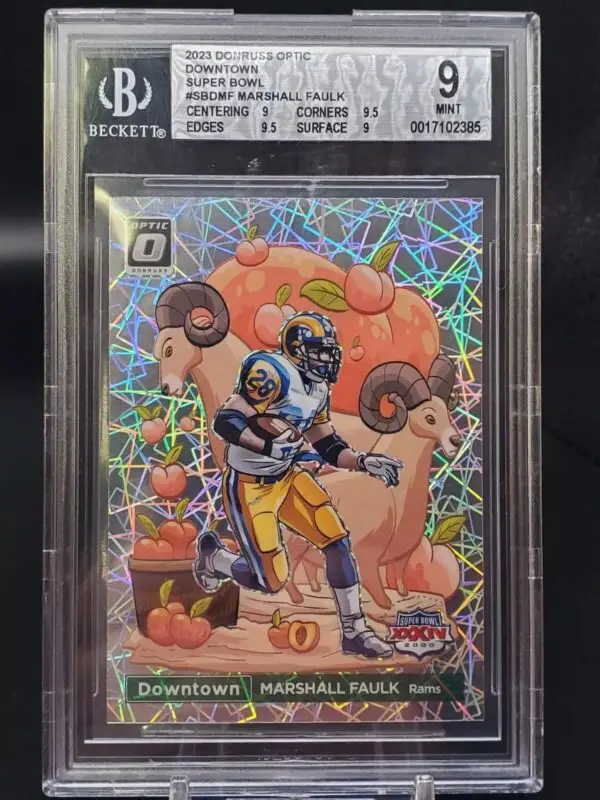 Marshall Faulk 2023 Donruss Optic Super Bowl Downtown St Louis Rams SBD-MF BGS 9