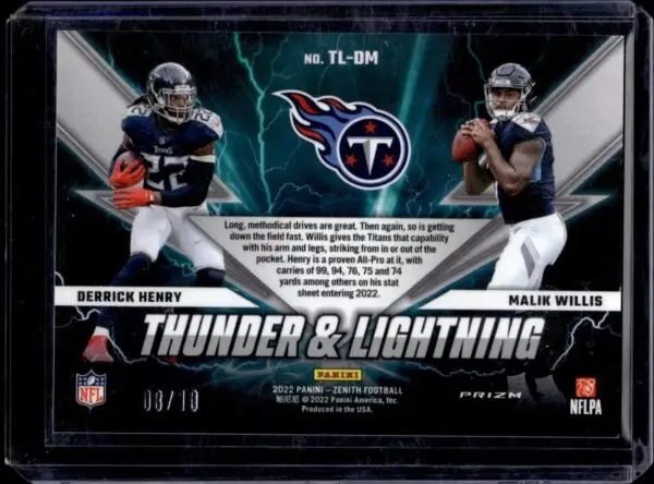 Derrick Henry Malik Willis 2022 Zenith Thunder and Lightning Gold /10 Tennessee Titans - Image 2