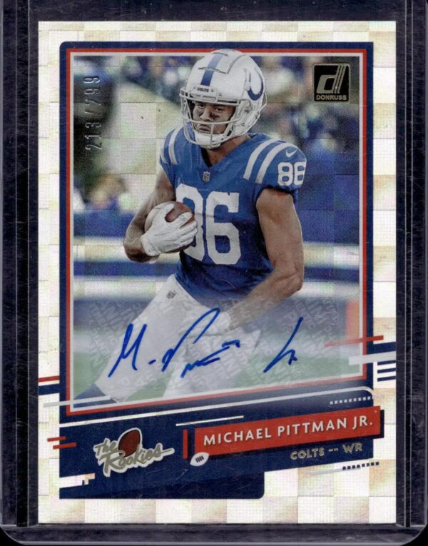 Michael Pittman Jr. 2020 Donruss The Rookies Auto /299 Indianapolis Colts TR-MP