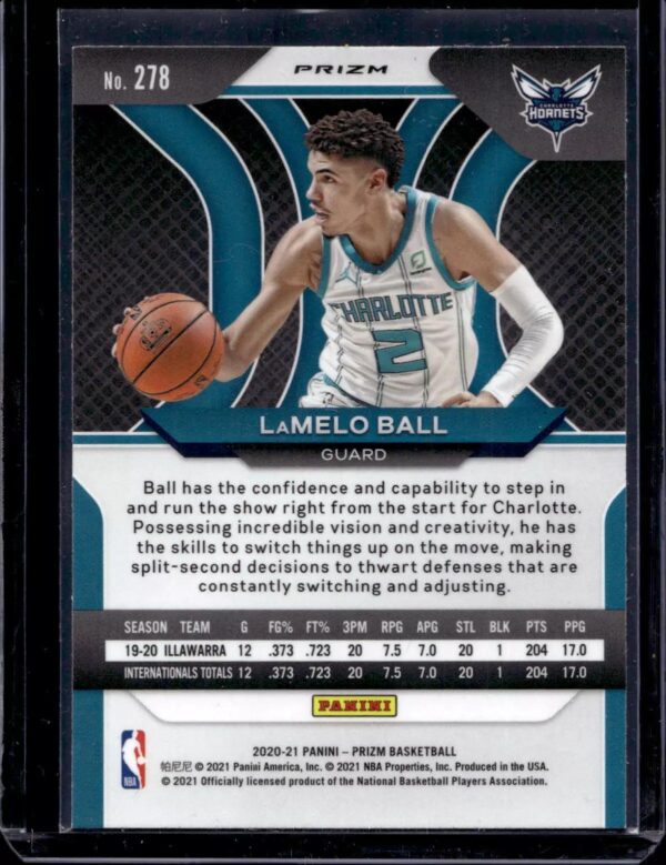 LaMelo Ball 2020-21 Panini Prizm Pink Ice Rookie Charlotte Hornets 278 - Image 2