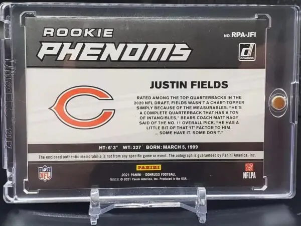 Justin Fields 2021 Donruss Rookie Phenoms Relic Auto /99 Chicago Bears RPA-JFI - Image 2