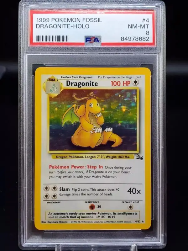 Dragonite Holo Pokemon Fossil 4/62 PSA 8