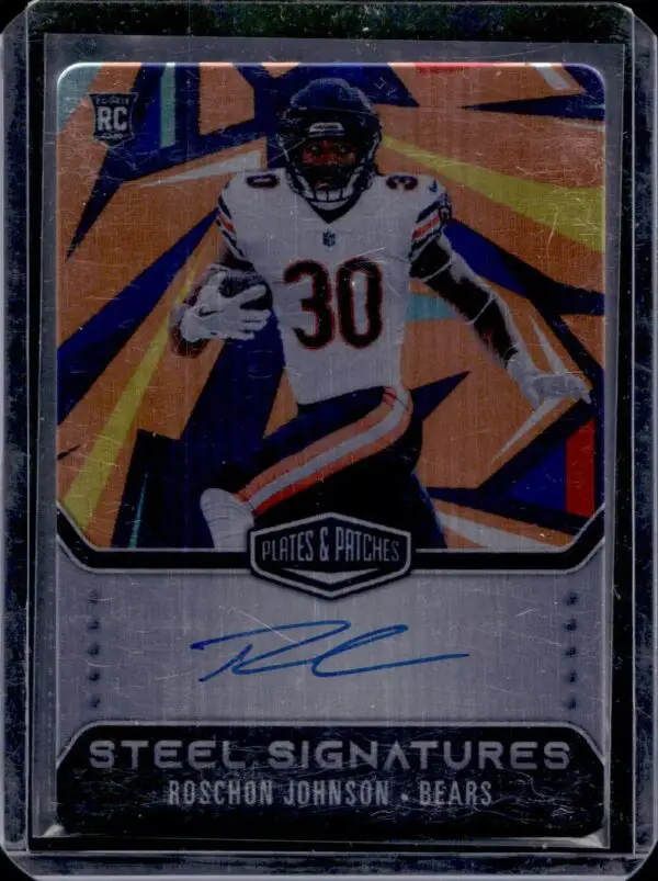 Roschon Johnson 2023 Plates & Patches RC Steel Flash Grafitti Auto /5 Chicago Bears