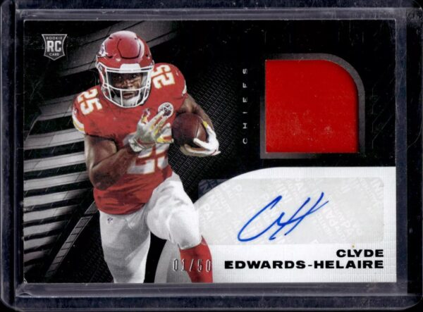 Clyde Edwards-Helaire 2020 Panini Black RC Auto /50 Kansas City Chiefs RSM-CEH