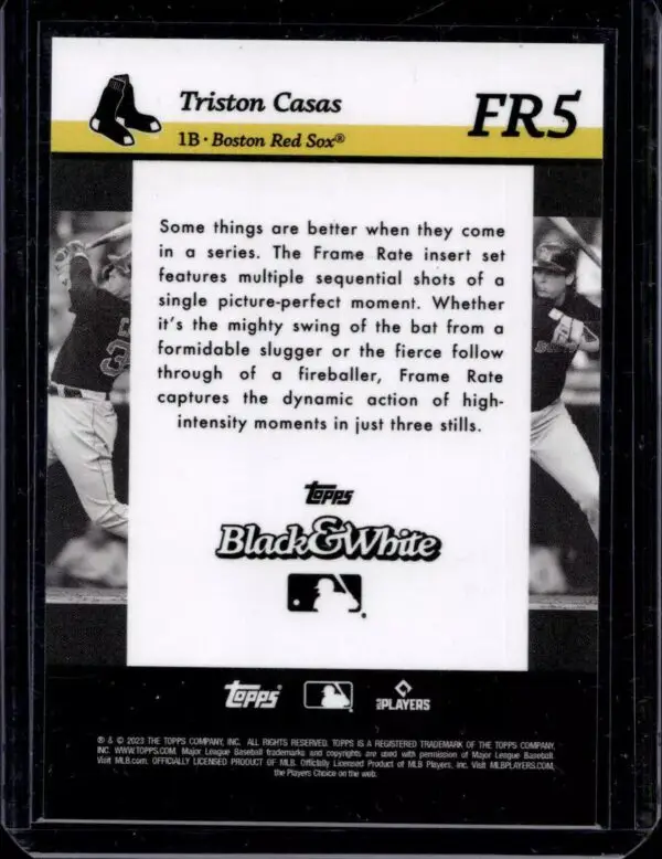 Triston Casas 2023 Topps Black & White Frame Rate Night Vision /25 Boston Red Sox FR5 - Image 2