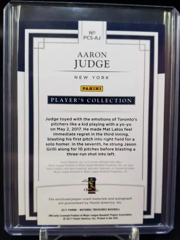 Aaron Judge 2017 National Treasures Relic Auto /99 New York Yankees PCS-AJ - Image 2