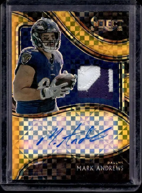 Mark Andrews 2020 Panini Select Gold Prizm Auto /10 Baltimore Ravens SM-MAN