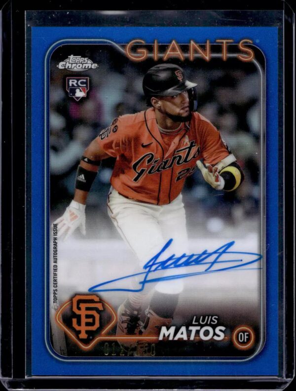 Luis Matos 2024 Topps Chrome Rookie Blue /150 Auto San Francisco Giants RA-LM