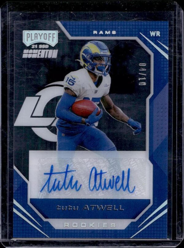 Tutu Atwell 2021 Panini Chronicles Playoff Auto /10 Los Angeles Rams PMR-18