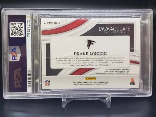 ***2022 Panini Immaculate Drake London Patch RC Auto /99 Falcons PPR-DLO PSA 9 - Image 2