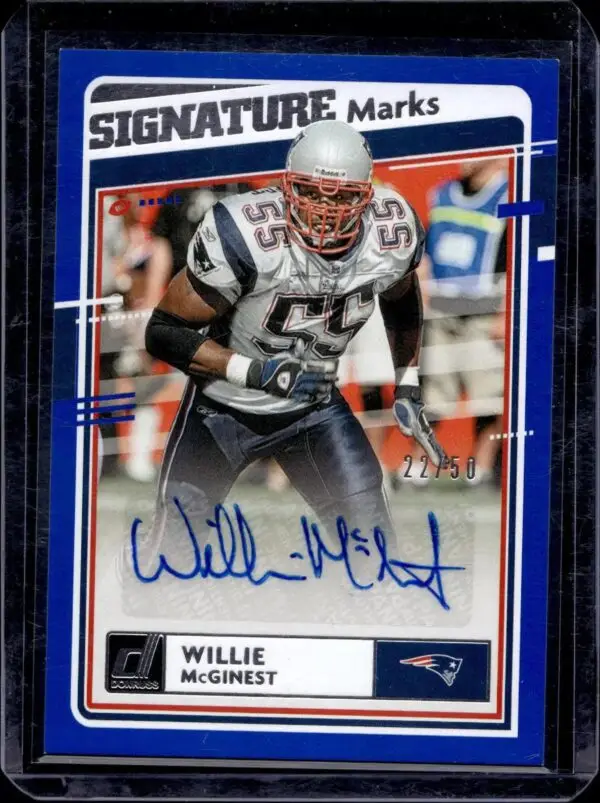 Willie McGinest 2020 Donruss Signature Marks Blue Auto /50 New England Patriots SM-WM